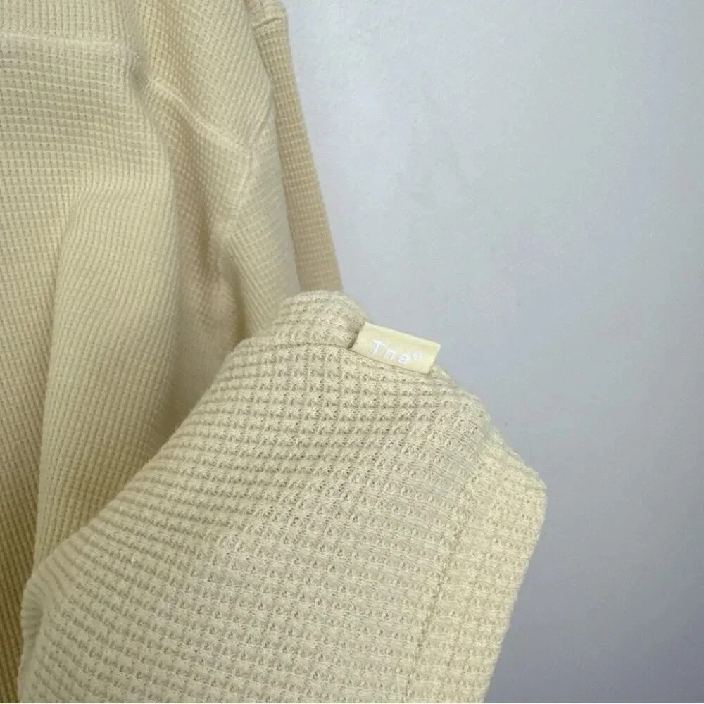 Aritzia Womens Tna Small Waffle  Yellow Long Sleeve Top - Picture 6 of 14